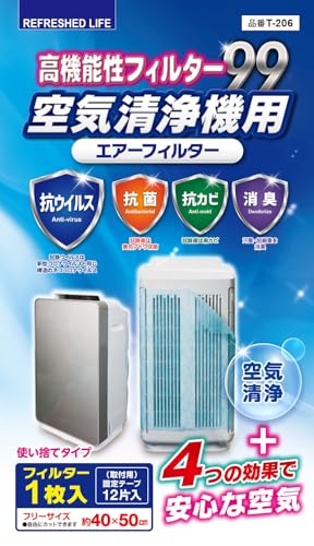 ㈱日本デンソー 空気清浄機 フィルター 抗ウイルス 抗菌 抗カビ 消臭 高機能性フィルター99 空気清浄機用 エアーフィルター 約40×50cm 1枚入 日本製 T-206